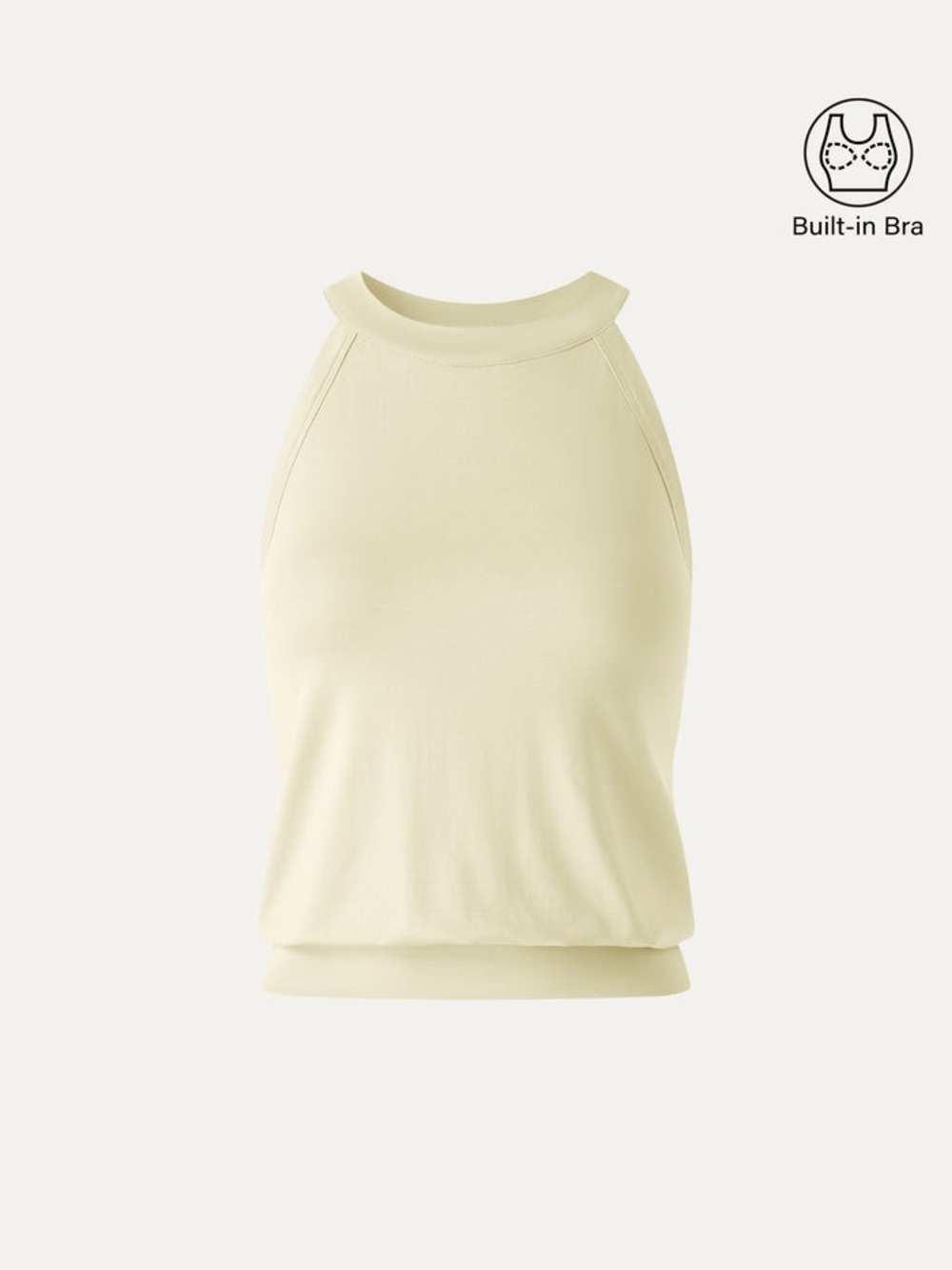 NWT OGL Halter Neck Banded Hem Bra Tank in light yellow